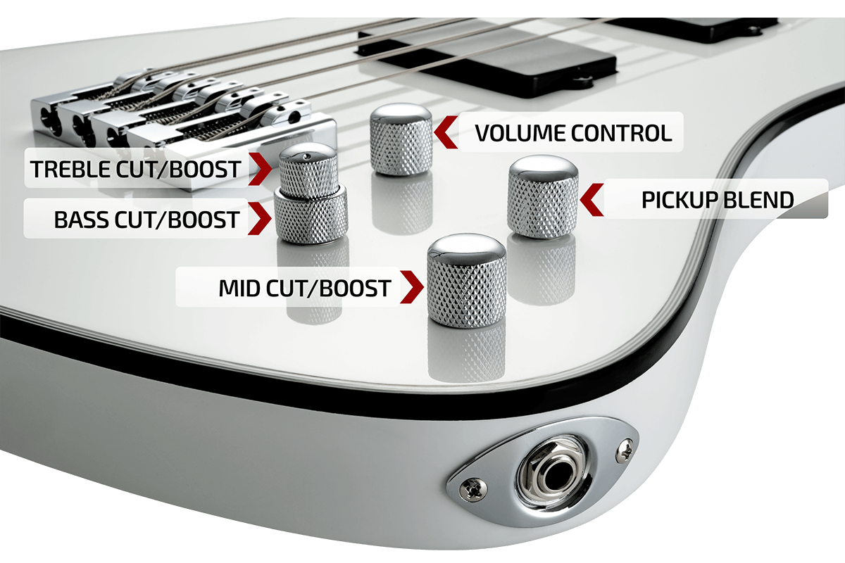 3-Band Onboard Bass Preamp Regler